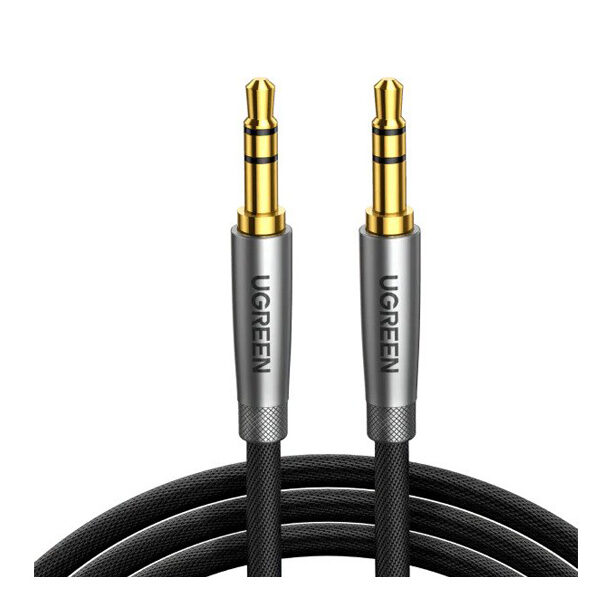 Ugreen 0.5m 3.5mm Metal Alu Case Braided Audio Cable Silver Gray