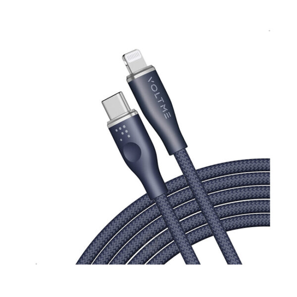 Voltme Powerlink Rugg Double Nylon Cable Type C to Lightning 3A / 1.2M Zinc-Alloy Connector Blue