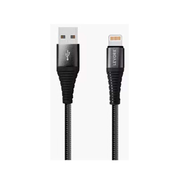 Levore USB-A to Lightning Nylon Cable, MFI Certified, 1.8M - Black