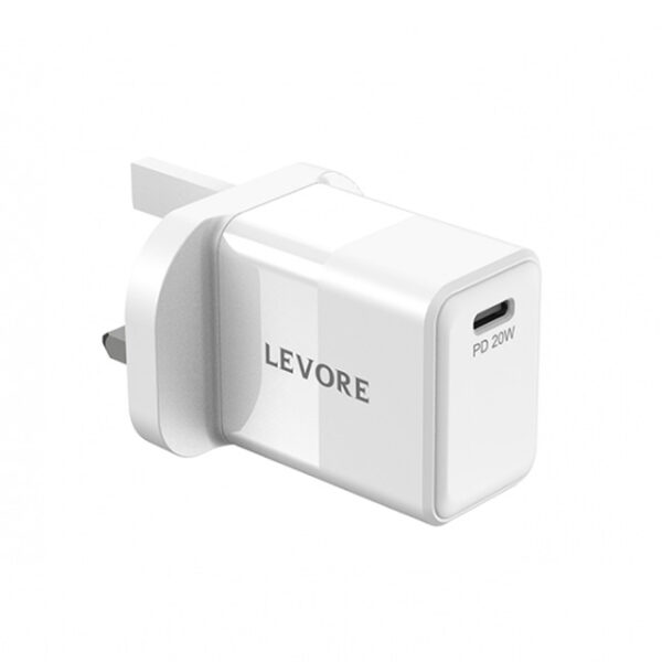 Levore Wall Charger 20W 1XUSB-C Power Delivery Fast Charging Adapter - White