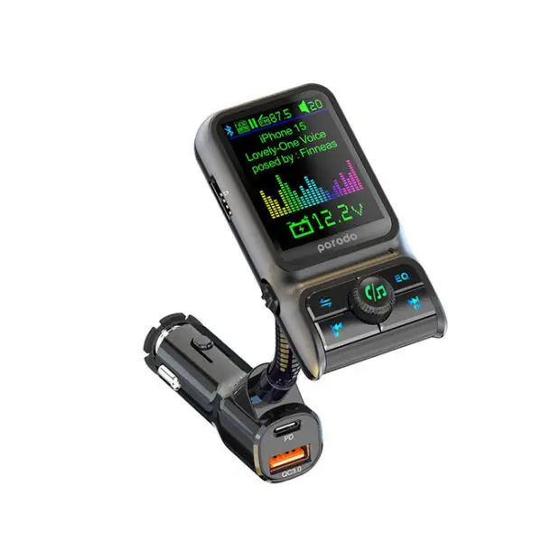 Porodo Dual Port Car Charger FM Transmitter PD 36W QC 18W - Black