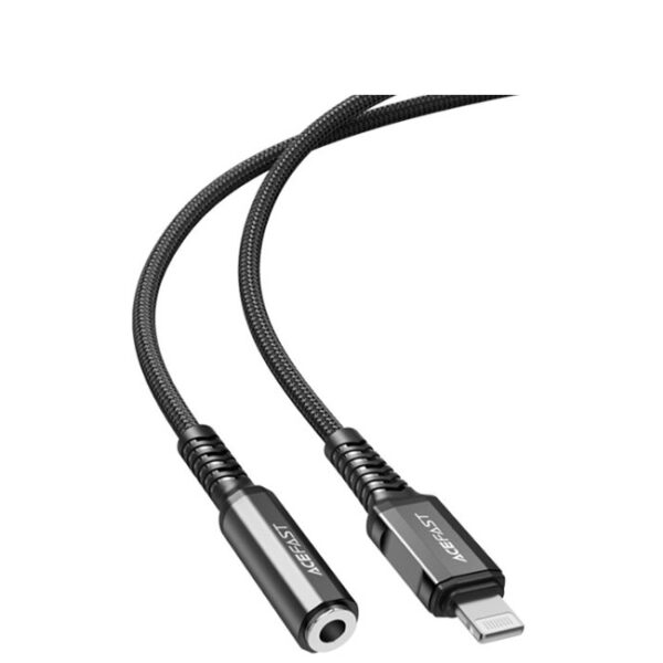 " كيبل صوتي من ايس فاست مصنوع من الألمنيوم من Lightning إلى 3.5 ملم اللون اســود "