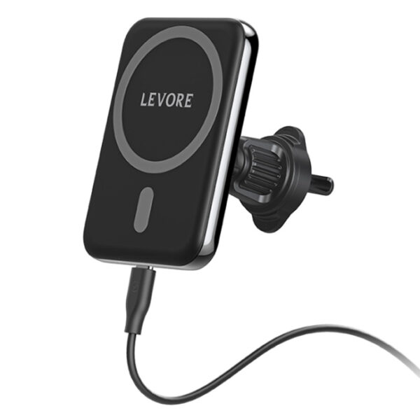 Levore Magnetic Wireless Car Charger Holder 15W MagSafe Fast Charging - Black