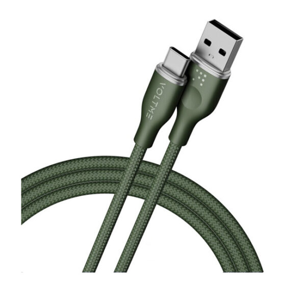 Voltme Powerlink Rugg Double Nylon Cable USB A to Type C 3A - 1M (60W) Green