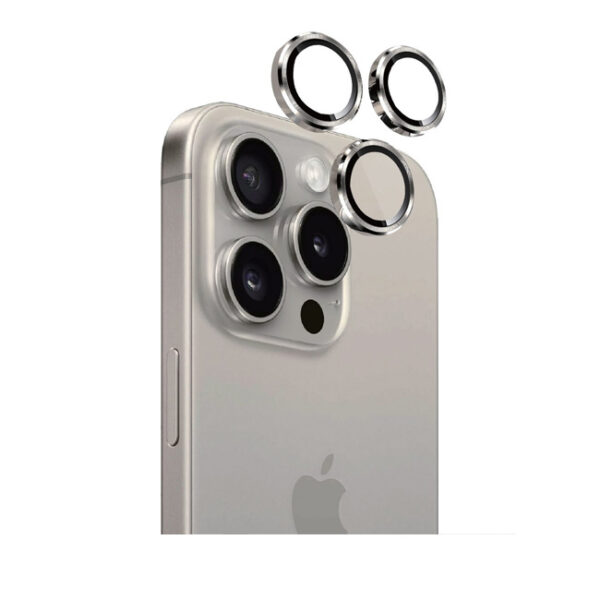Eltoro IPhone 15 Pro/15 Pro Max Camera Glass With Silicon Ring -Natural Titanium