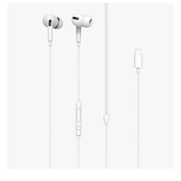 Levore Wired Earphones With MFI Lightning Connector 1.2m with ruble - White