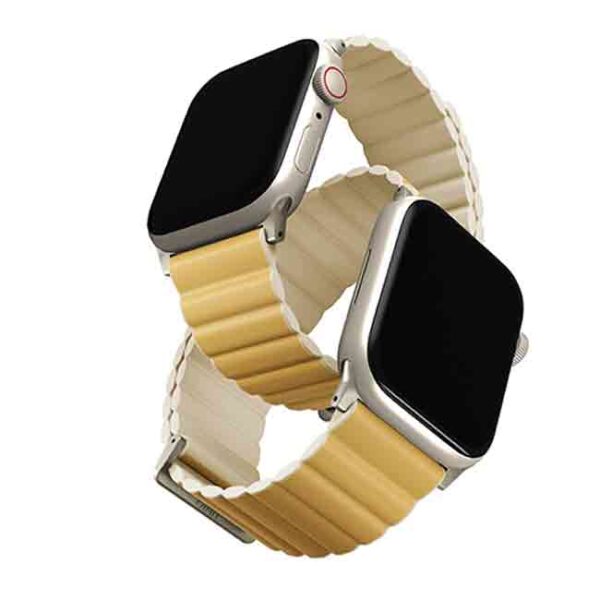 يونك ريفيكس بريميوم إيديشن سير مغناطيسي قابل للعكس لساعة آبل 41/40/38 مم (أصفر كناري/عاجي)