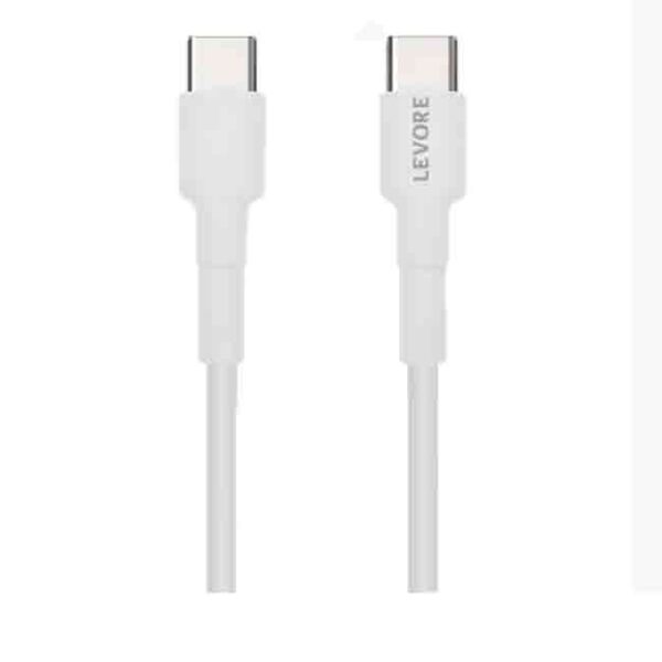 كابل Levore من USB-C إلى USB-C بقدرة 60 واط وطول 2 متر – أبيض