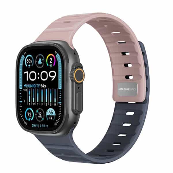 Amazingthing Apple Watch Strap 49/46/45 SilqLock-Grey Pink