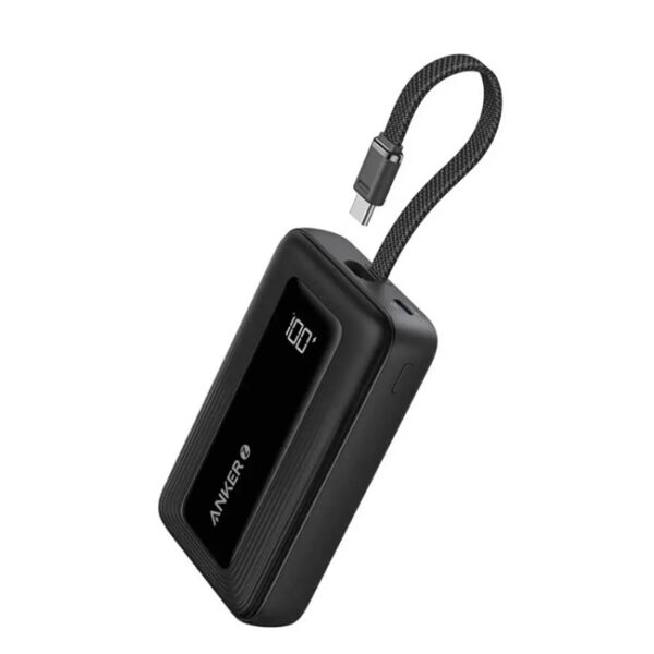 Anker Zolo Power Bank (10K, 30W, Built-In USB-C Cable) (Black)