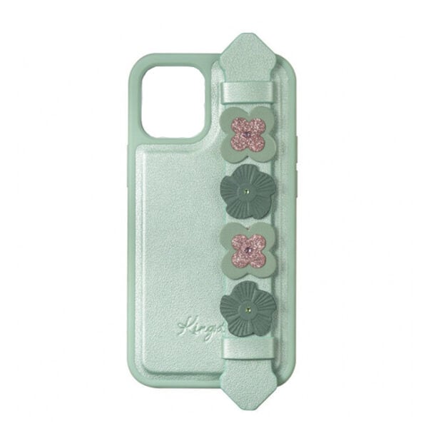 غطاء هاتف Kingxbar فئة “Sweet” لهاتف iPhone 12 Pro Max، مزين بأحجار Swarovski أصلية باللون الأخضر.<br><br><br><br>