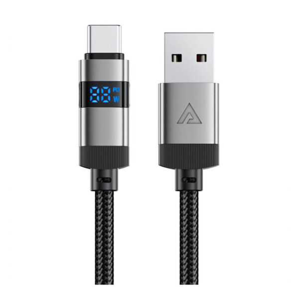 ACEFAST C15-04 USB to Type-C zinc alloy digital display braided charging data cable Black