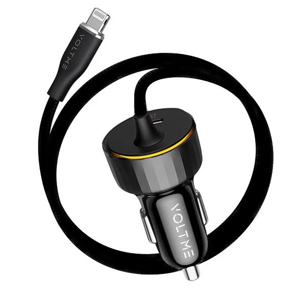 شاحن سيارة فولت مي كازو بمنفذ USB-C واحد مع كابل مدمج لايتنينغ بقدرة 27 واط<br> <br> <br>