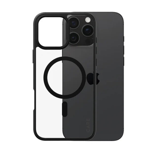 غطاء PanzerGlass® CARE by Flagship الشفاف بتصميم Urban Combat مع إطار باللون الأسود وMagSafe لـ iPhone 16 Pro Max