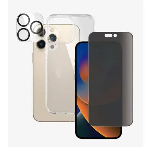 PanzerGlass iPhone 13 Pro Max Privacy Screen Protector + Clear Case + Camera Protector