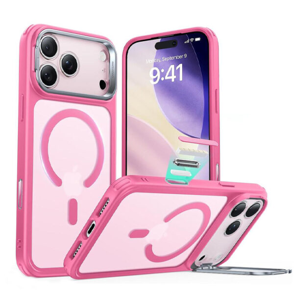 ESR  iPhone 17 Pro Max  HaloLock Classic Hybrid Case with Stash Stand (Frosted Pink)