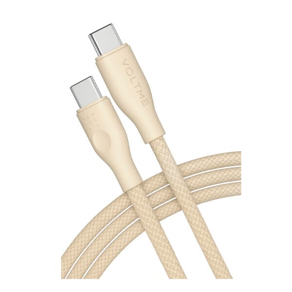 كابل Voltme USB-C إلى USB-C PowerLink RUGG للشحن السريع 3 أمبير / 60 واط – بيج