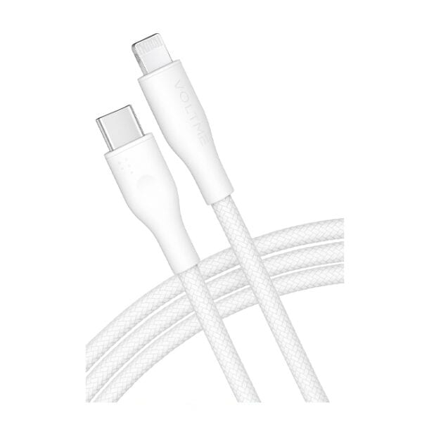 كابل Voltme USB-C إلى Lightning PowerLink Rugg للشحن السريع 3 أمبير / 30 واط – أبيض<br> <br> <br>